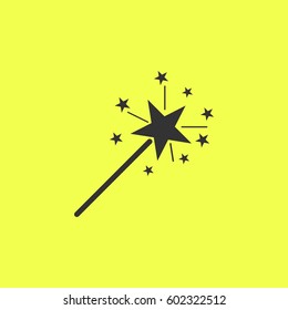 Magic wand icon flat. 