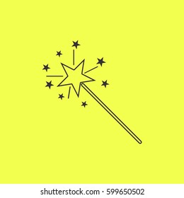 Magic wand icon flat. Black pictogram on white background. Vector illustration symbol and bonus button