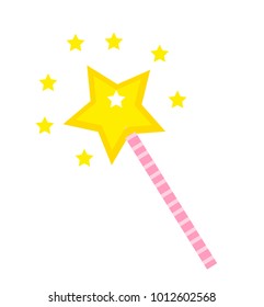 Magic wand icon, flat, cartoon style. Isolated on white background. Vector illustration