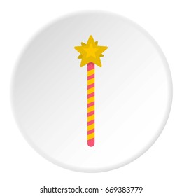 Magic wand icon in flat circle isolated on white vector illustration for web