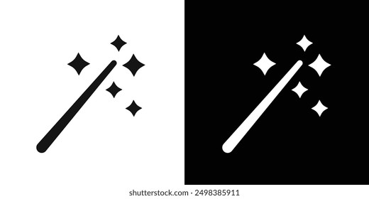 Magic wand icon flat line symbol set.