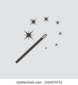 Magic wand icon isolated of flat style. Vector illustration.