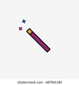 Magic wand icon. Isolated on white. Flat vector stock illustration.