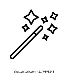 Magic Wand Icon. Line Art Style Design Isolated On White Background