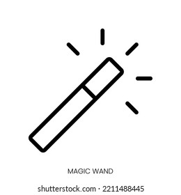 magic wand icon. Line Art Style Design Isolated On White Background