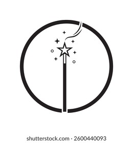 magic wand icon logo vector illustration design template