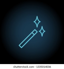 magic wand icon in neon style. Simple thin line, outline vector of web, minimalistic icons for UI and UX, website or mobile application