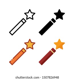 Magic wand icon. With outline, glyph, filled outline and flat style