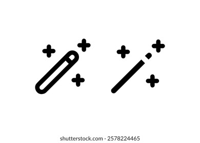 Magic Wand Icon in Outline and Solid Vector