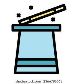 Magic wand icon outline vector. Magician hat. Show circus color flat