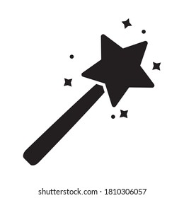 magic wand icon over white background, silhouette style, vector illustration