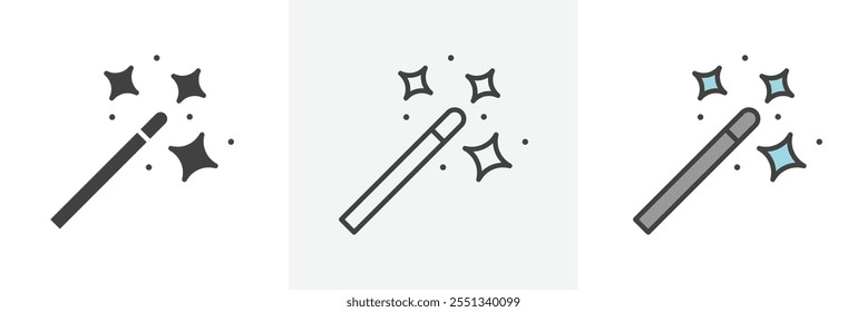 Magic wand icon pack. Vector illustration. EPS10