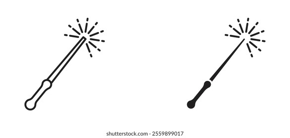 Magic wand Icon set in black color for ui designs