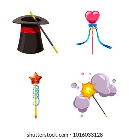 Magic wand icon set. Cartoon set of magic wand vector icons for web design isolated on white background