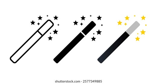 Magic Wand icon set. Magic sign. for mobile concept and web design. vector illustration on white background