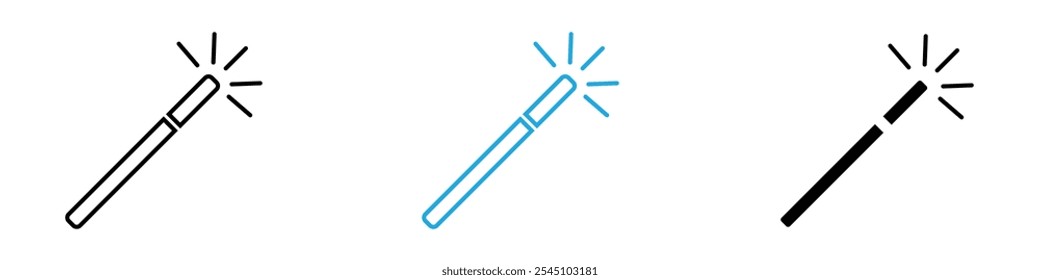 Magic Wand Icon Set Vector illustration in black