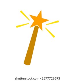 magic wand icon, simple flat style, pictogram logo symbol vector illustration, isolated on white for mobile app