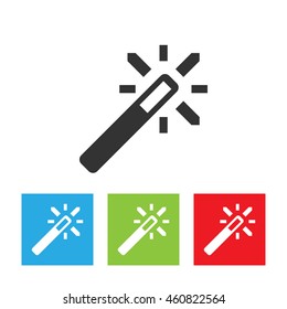 Magic wand icon. Simple logo of magic wand on white background. Flat vector illustration.