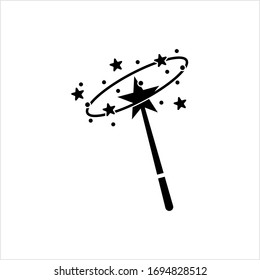 Magic Wand Icon, Stick, Rod With Supernatural Magical Powers Vector Art Illustration