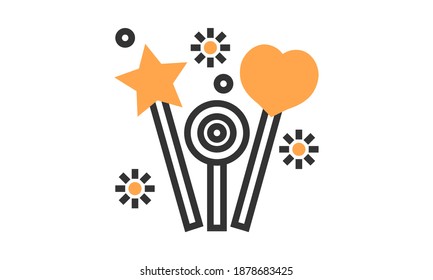 Icono de varita mágica. Diseño de símbolo de varita mágica de la colección de cuentos de hadas. Ilustración vectorial de elemento simple sobre fondo blanco.
