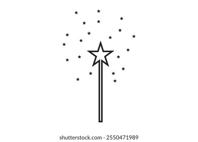 Magic wand icon symbol. Magic wand with star icon. vector illustration.