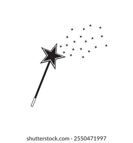 Magic wand icon symbol. Magic wand with star icon. vector illustration.