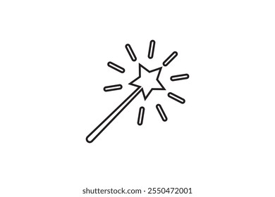 Magic wand icon symbol. Magic wand with star icon. vector illustration.