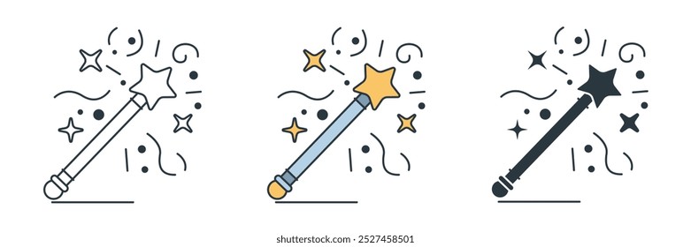 Magic Wand icon symbol vector illustration isolated on white background
