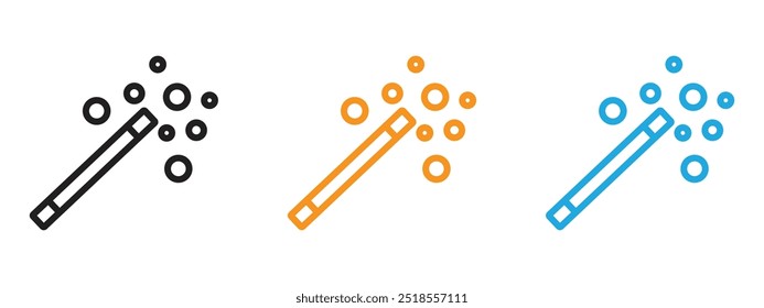 Zauberstab-Symbol Dünne Linie Illustrationssatz