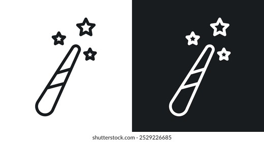 Magic wand icon in Thin line black color. flat simple vector symbols illustration.