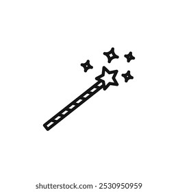 Magic wand icon Thin line flat illustration