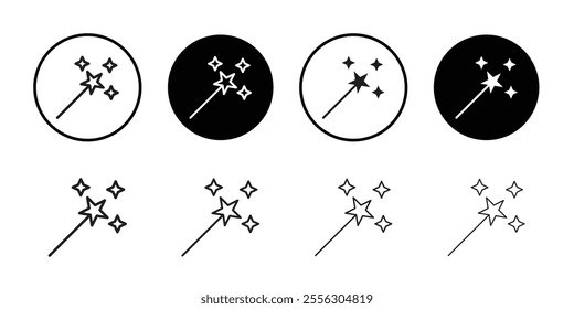 Magic wand icon Thin line vector illustration set