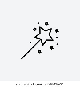 Magic wand icon in tree different line stroke sizes.