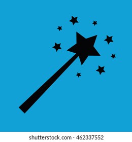 Magic wand icon vector illustration. Blue background