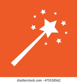 Magic wand icon vector illustration. Orange background