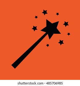 Magic wand icon vector illustration. Orange background