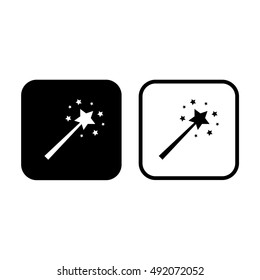 Magic wand icon vector illustration. Black and white