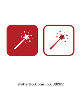 Magic wand icon vector illustration. Red and white