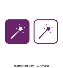 Magic wand icon vector illustration. Purple and white