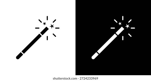 Ícone de varinha mágica. Modelo de vetor. Ícone conceito design plano.