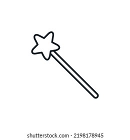 Magic wand icon. Winter, New Year and Christmas concept. Magical time of the year. Can be used in social media, typographic and web design. Vector illustration isolated on white background.