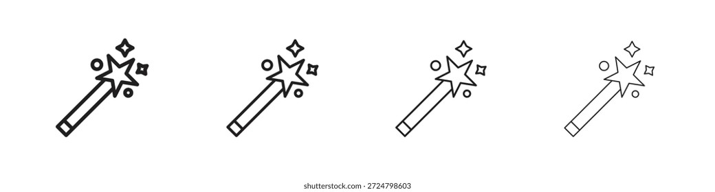 Iconos de varita mágica línea colección de Vector. Icono de Vector perfecto de píxeles