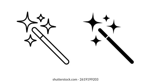 Magic wand icons set in black colors on white background