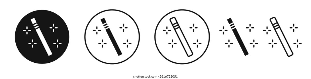 Magic wand icons set in solid black and stroke line style