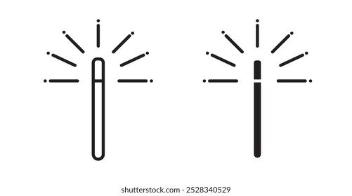 Magic wand icons. Vector set in filled and line style.