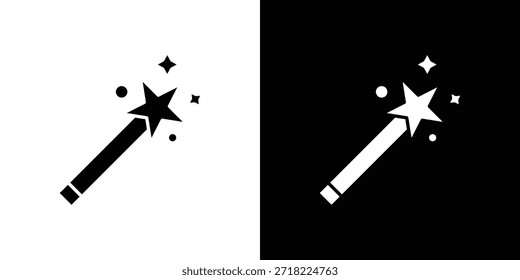 Ícones de varinha mágica. Pixels de símbolo de ilustração de modelo de vetor perfeitos