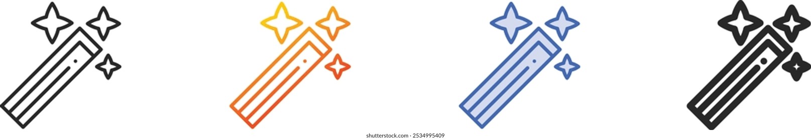 magic wand icon.Thin Linear, Gradient, Blue Stroke and bold Style Design Isolated On White Background