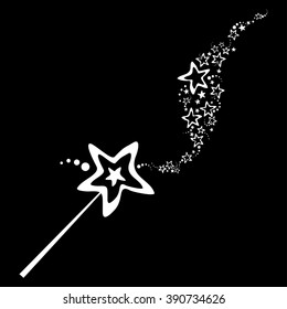 Magic wand isolated on black background. Vector illustration
