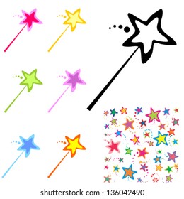 Magic wand isolated on White background. Vector illustration