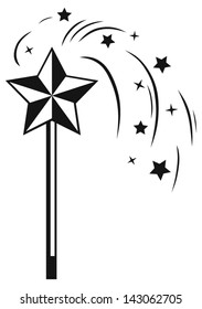Magic wand isolated on white background. Silhouette